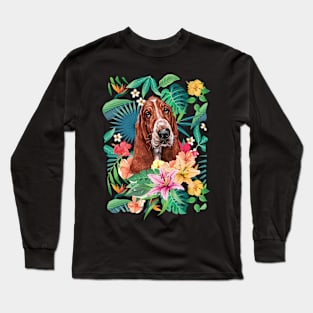 Tropical Basset Hound Long Sleeve T-Shirt